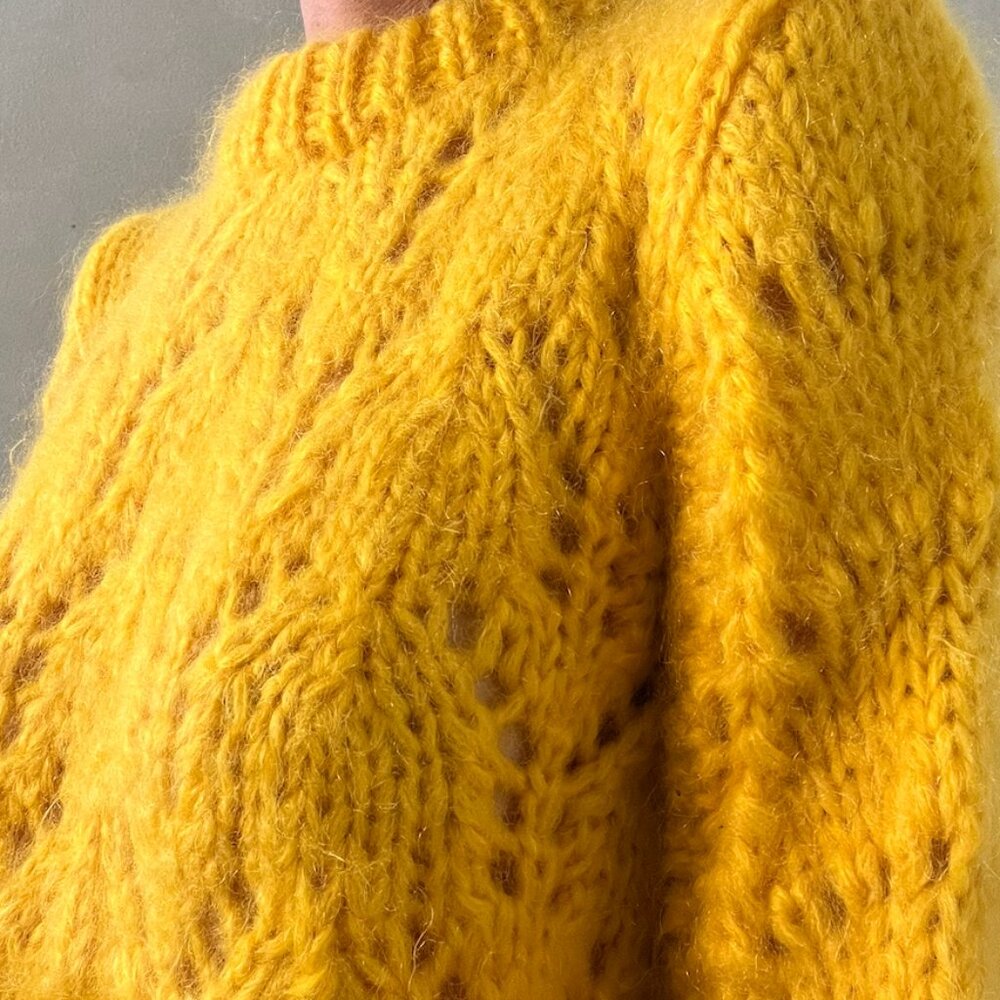 Ganni Bright Yellow Chunky Knit Crewneck Sweater - Picture 6 of 8